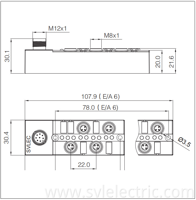 M8 6 Way Distribtution Box Size